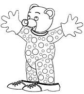 coloriage petit ours brun deguise en clown